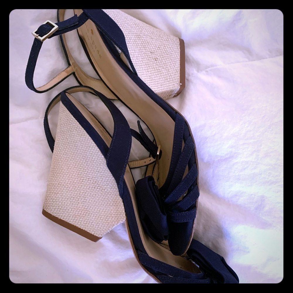 Kate Spade navy sandal style wedge heel